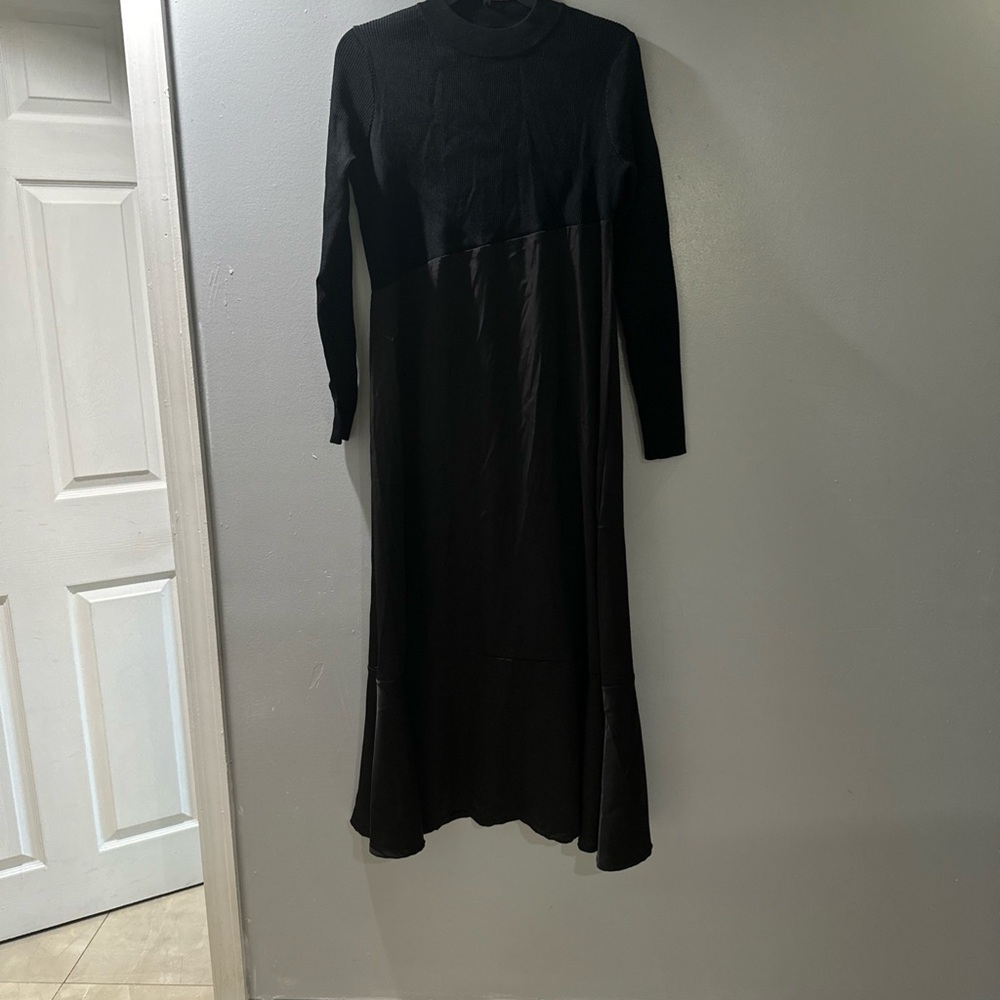 Pashmina Black Long Sleeve Dress